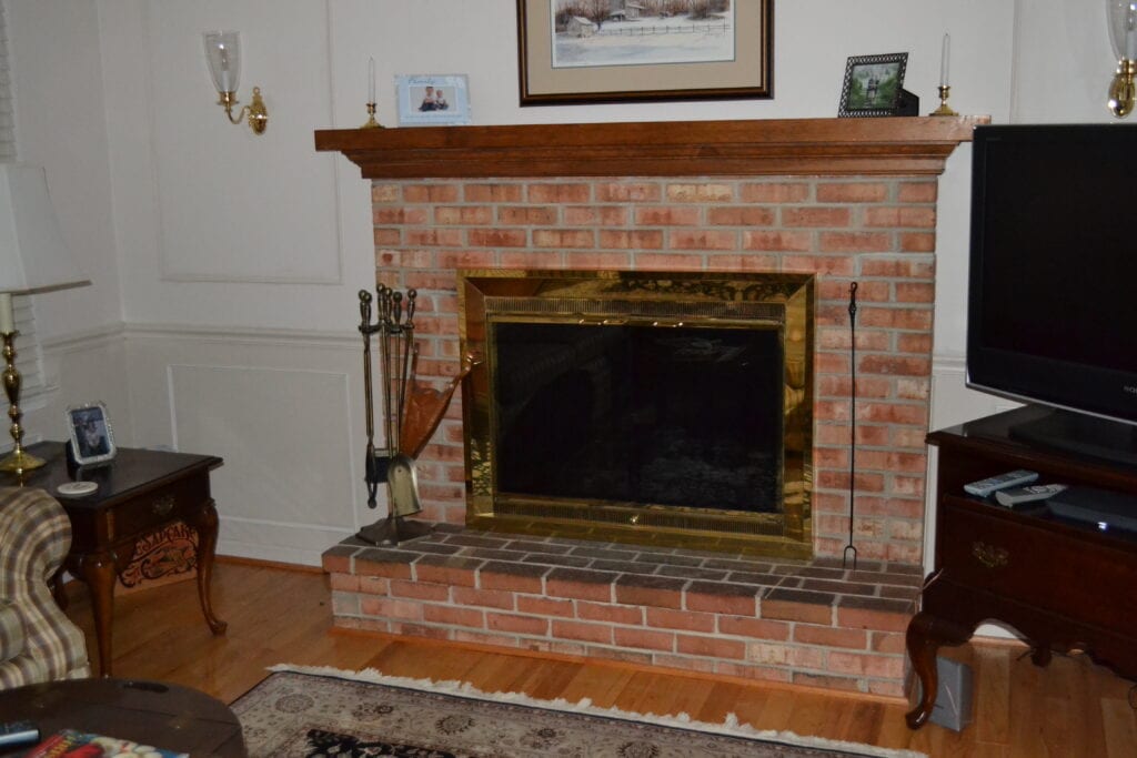 Brick fireplace