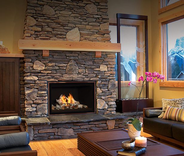 stone fireplace