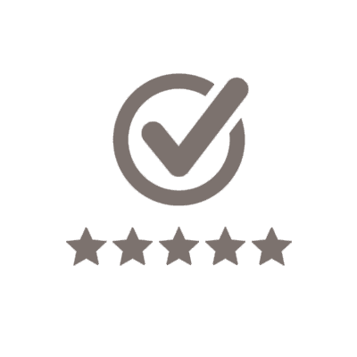 checkmark icon with five stars