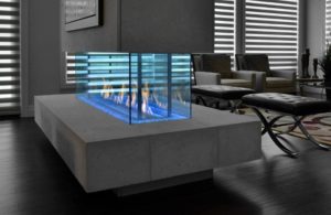 glass fire table