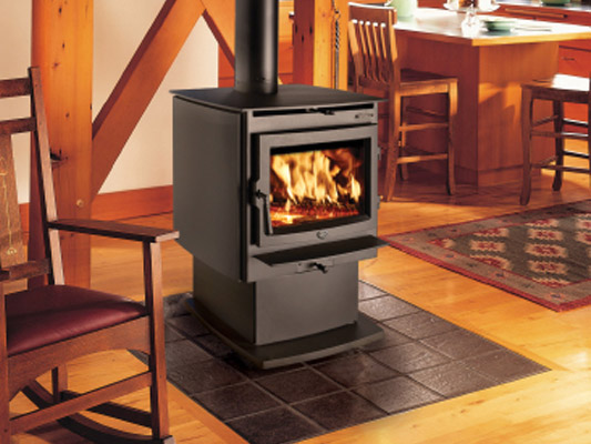 black stove with fire