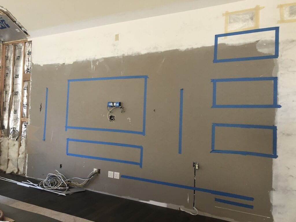 interior wall with painters tape
