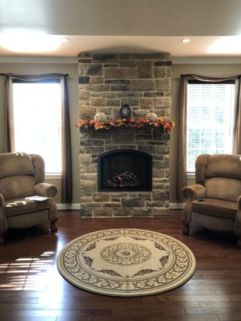 store-bordered fireplace