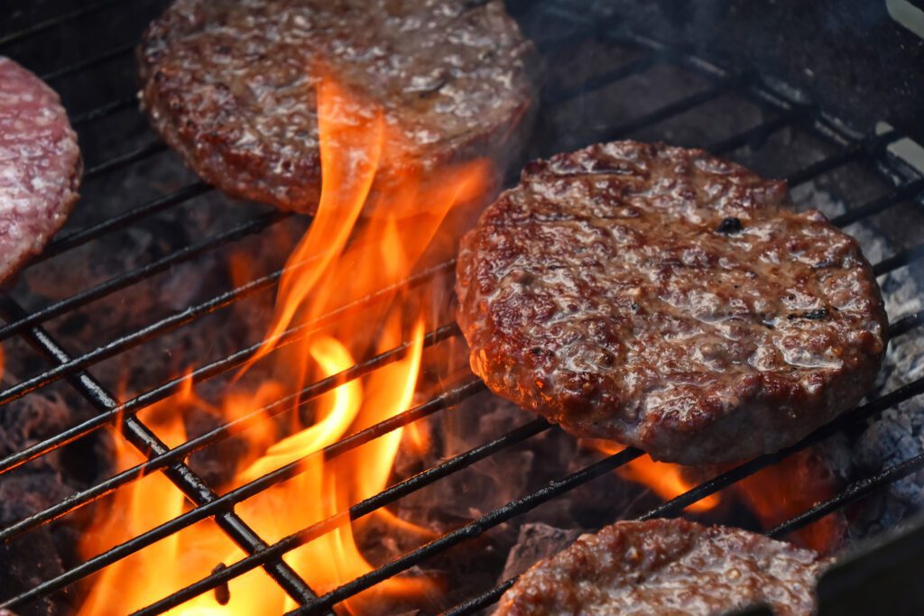 hamburgers on a grill