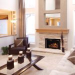 a Mendota Two fireplace in a living room